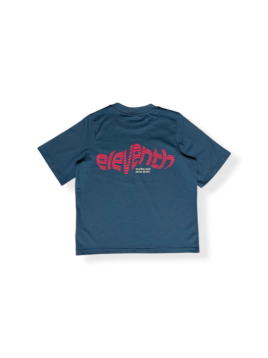 The lined logo shirt denim blue
