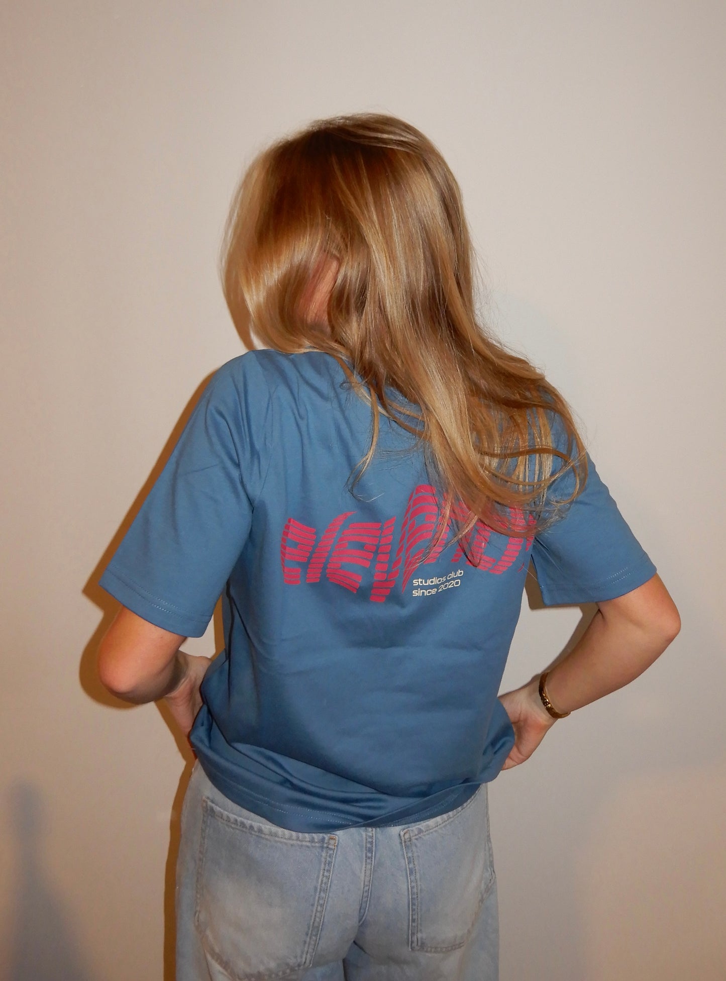 The lined logo shirt denim blue