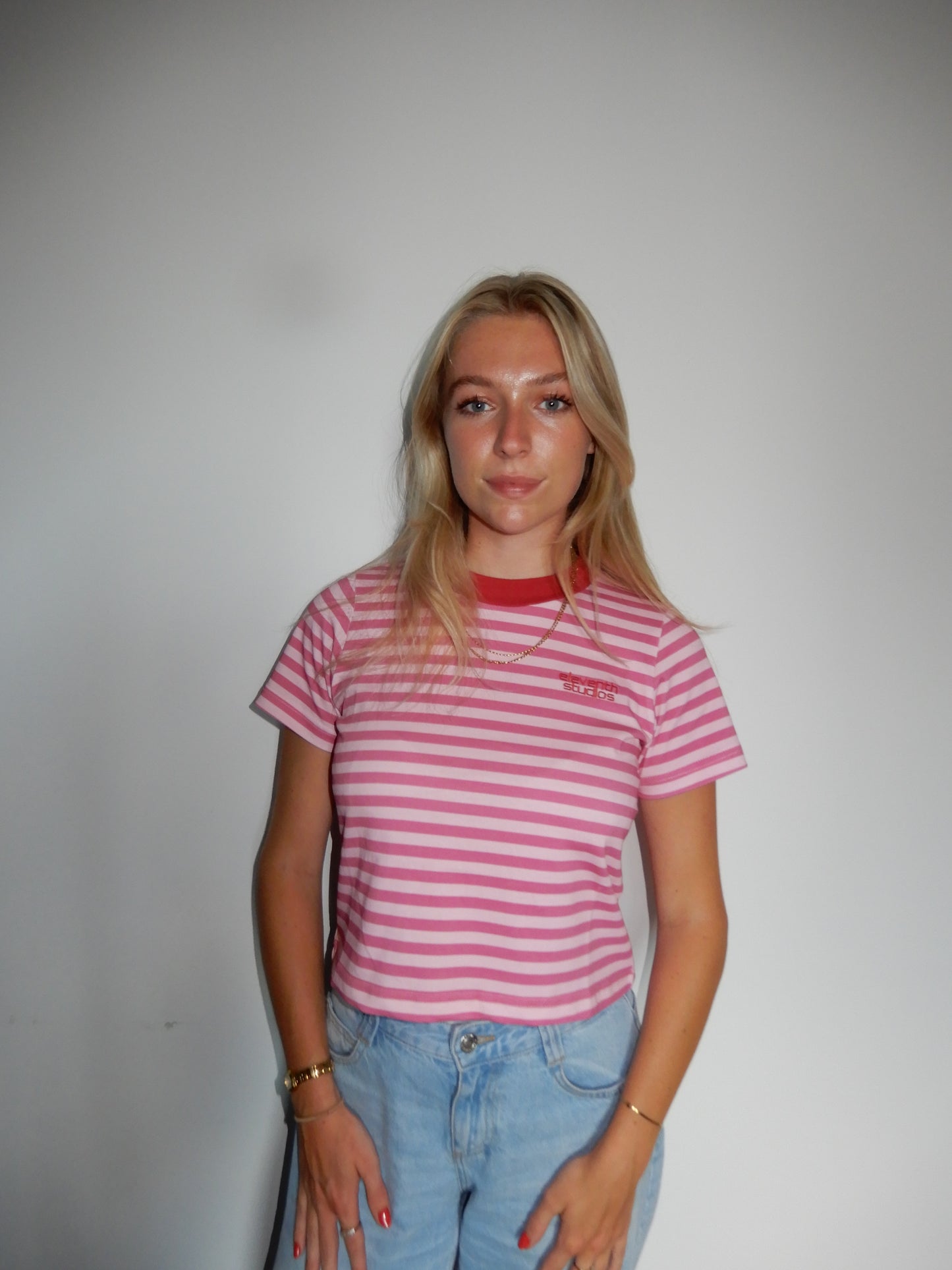 The striped baby tee pink