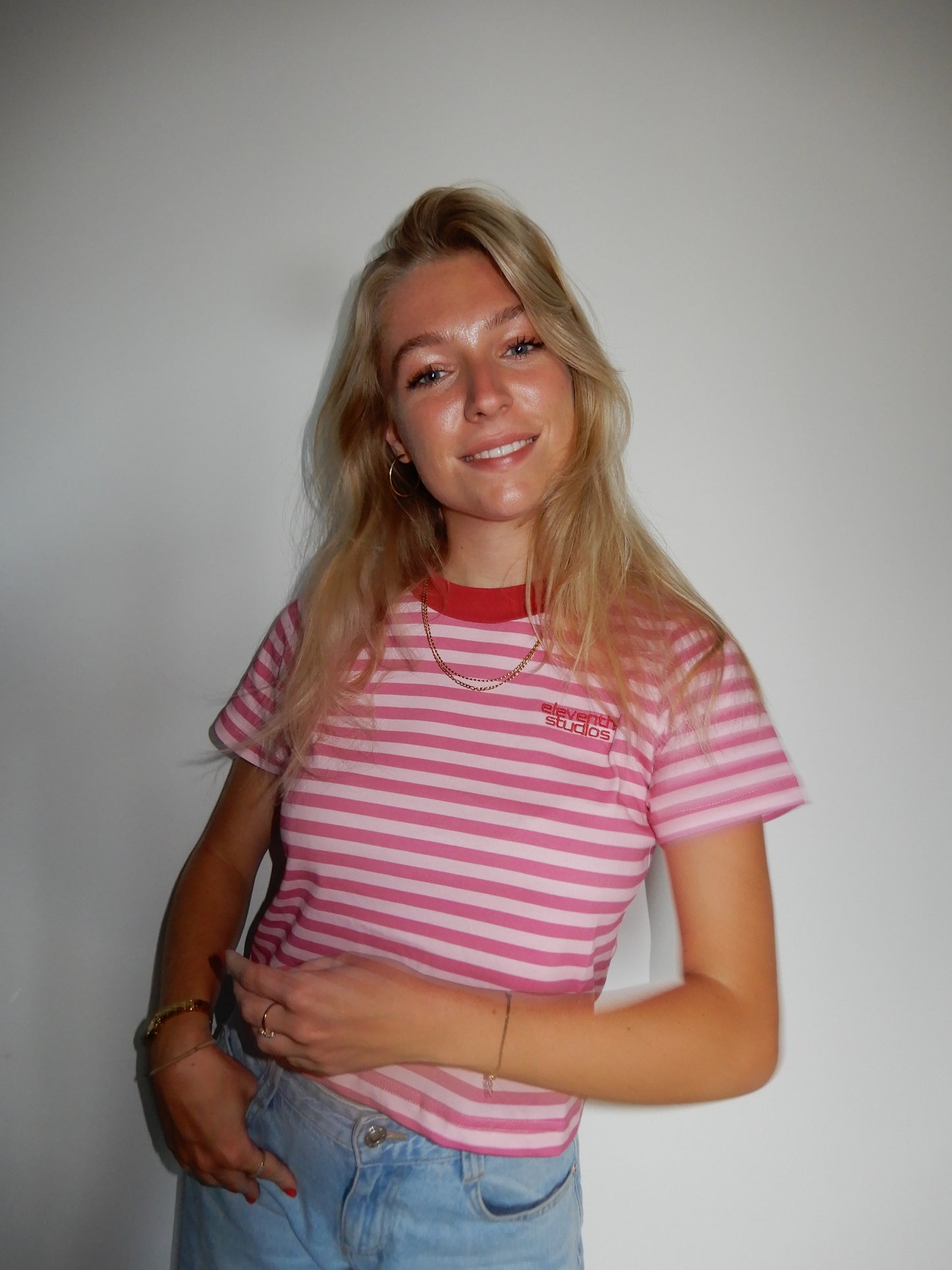The striped baby tee pink