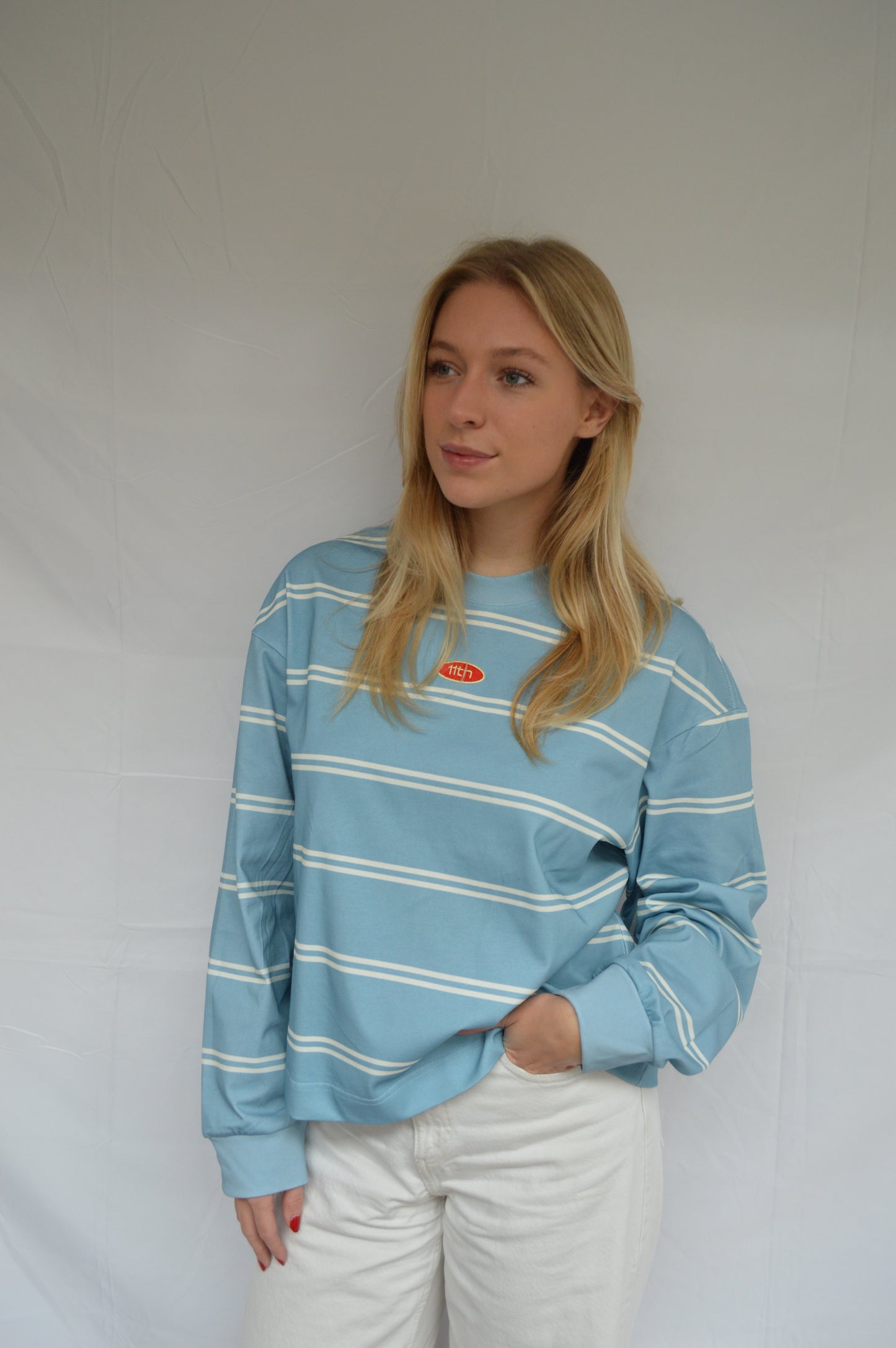 The double striped longsleeve blue