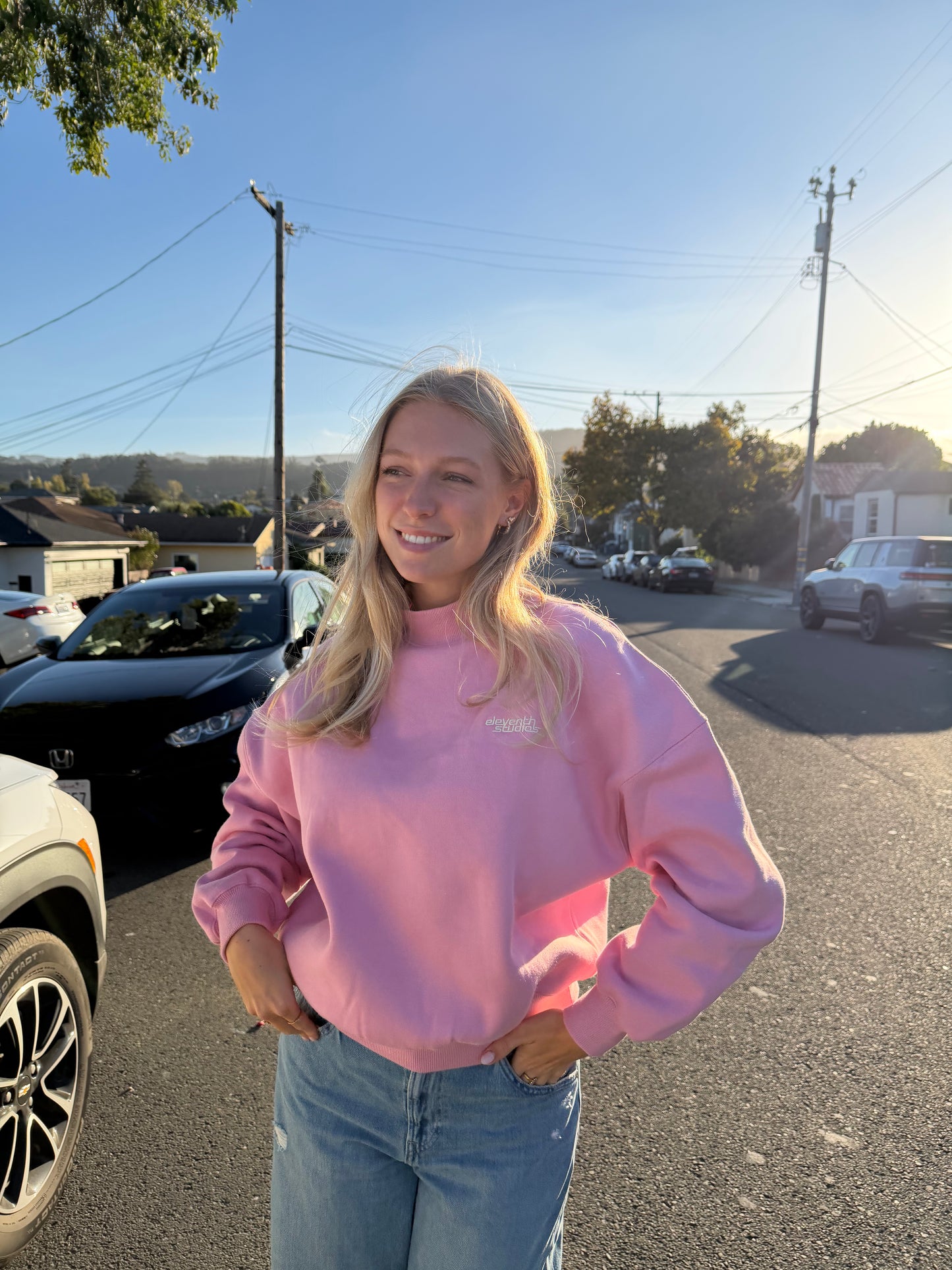 The high neck sweater light pink